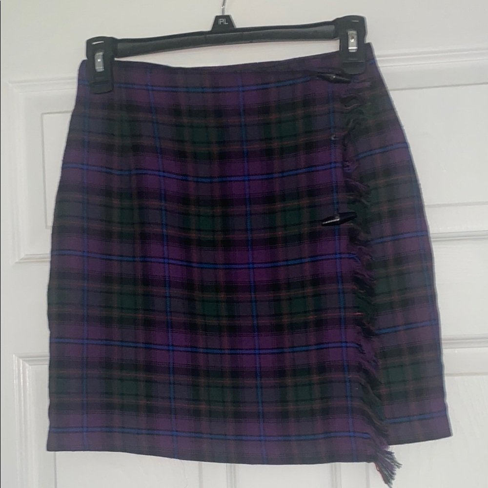 Vintage Plaid Wrap Purple Mini Skirt